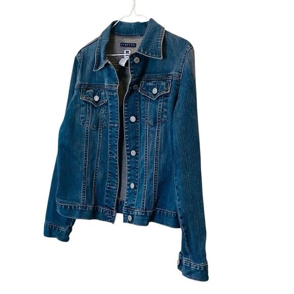 GAP Long Sleeve Button Down Stretch Pockets Denim Jean Jacket Blue Medium - Picture 2 of 6